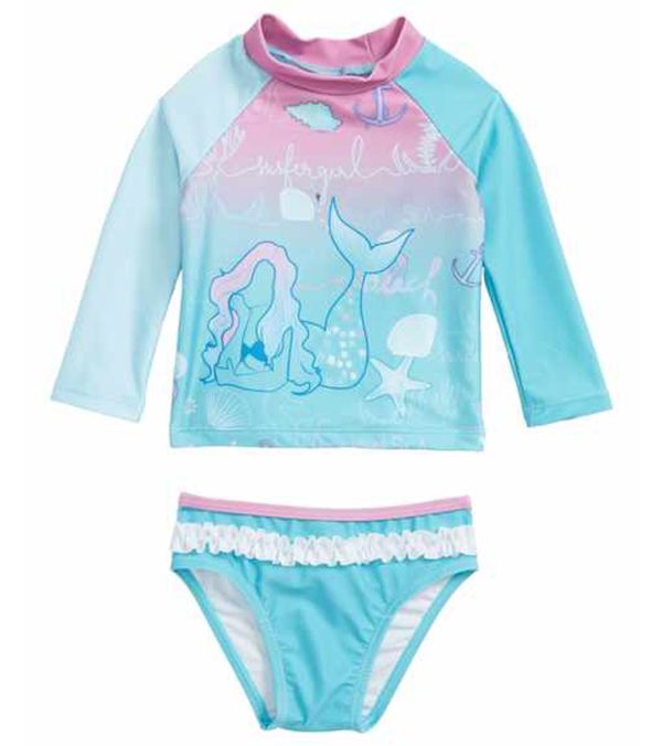 Limeapple Girls  Sand Castles Printed Rash Guard Set (Toddler) For Cheap